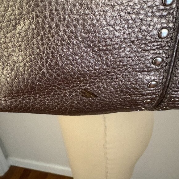 Michael Kors Leather Astor Studded Satchel Gunmetal Large Handbag - Picture 11 of 11